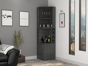 English Elm Bar Cabinet Papprika - Stylish Smoky Oak Storage With 8 Wine Cubes For Chic Home Bars & Dining Spaces B092122821