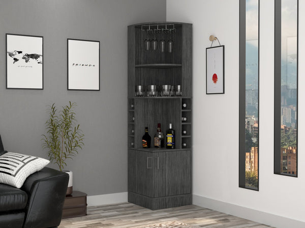 English Elm Bar Cabinet Papprika - Stylish Smoky Oak Storage With 8 Wine Cubes For Chic Home Bars & Dining Spaces B092122821