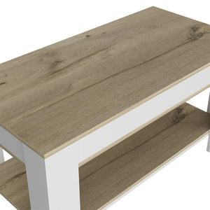 English Elm Storage Table Polgon - Modern Extendable Furniture With Liftable Top & Shoe Rack In Light Oak/White B092123049-GIGA