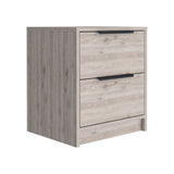 English Elm Nightstand Cervants, Two Drawers, Metal Handle, Light Gray Finish