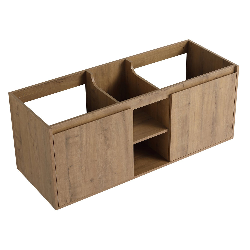 English Elm 48" Wall Mounted Bathroom Vanity With Double Sink, Soft-Close Doors, Modern Design & Storage Solutions W999S00105