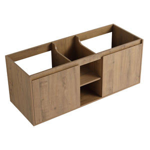 English Elm 48" Wall Mounted Bathroom Vanity With Double Sink, Soft-Close Doors, Modern Design & Storage Solutions W999S00105