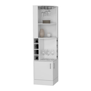 English Elm Bar Cabinet Papprika, 8 Wine Cubbies, Double Door, White Finish