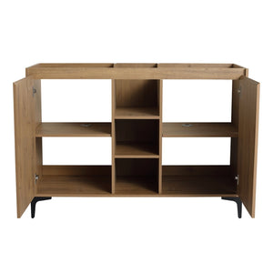 English Elm Soft Close Doors & Open Storage Rack, 48-Inch Freestanding Bathroom Vanity With Plywood Finish W999125009-GIGA