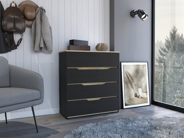 English Elm Dresser Oboe with Superior Top and Four Spacious Drawers, Durable Particle Board, Modern Finish Light Oak B092123029