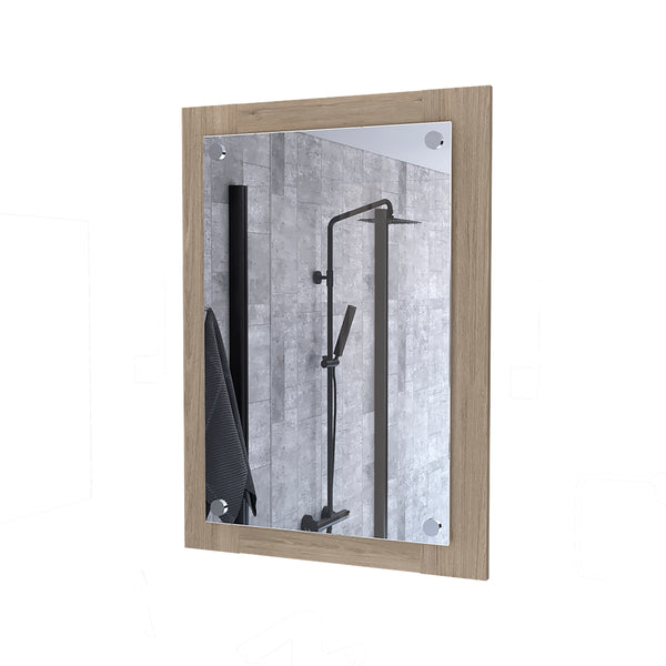 English Elm Bathroom Mirror Epic Light Pine Finish — Sleek Modern Particleboard Frame, Durable, Hangs Vert/Hzntl B092122925
