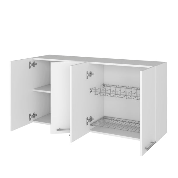 English Elm Kitchen Cabinet Durham - Stylish Four-Door Storage Solution In Crisp White Finish For Modern Spaces B092122919