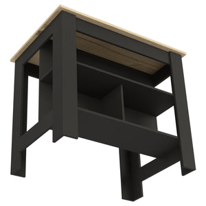 English Elm Kitchen Island Dozza: Stylish Black Wengue & Light Oak, 3 Shelves, Perfect For Prep & Dining B092122905