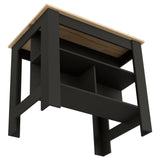 English Elm Kitchen Island Dozza, Three Shelves, Black Wengue / Light Oak Finish