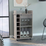 Baltimore Bar Cart with 6 Wine Cubbies, Light Gray Finish - Stylish & Functional