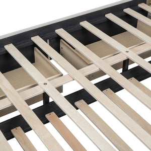 English Elm Queen Upholstered Platform Bed with Classic Headboard, 2 Storage Drawers & Large Twin Trundle for Extra Sleep Space and Durable Slat Support Beige SF000015AAA