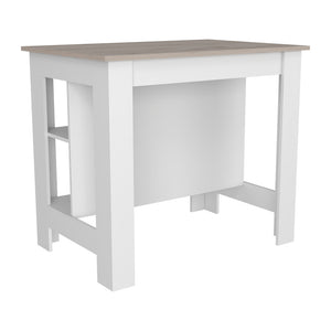 English Elm Kitchen Island Antibacterial Dozza - Stylish Light Gray & White Finish With 3 Storage Shelves B092122914