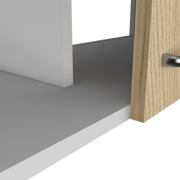 English Elm Wall Cabinet Toran – Modern Double Door Design With White & Light Oak Finish For Stylish Storage B092123089-GIGA