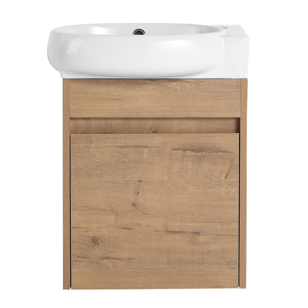 English Elm Soft Close Doors 16-Inch Bathroom Vanity With Sink - Modern, Space-Saving Design For Small Spaces W999125018-GIGA