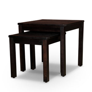 English Elm 2-Piece Eucalyptus Nesting Table Set Espresso — Durable FSC Hardwood Outdoor Side Tables, Space-Saving Design B046125049