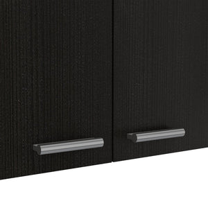 English Elm Wall Cabinet Ontario - Stylish Double Door Design In Elegant Black Wengue Finish For Modern Spaces B092123032-GIGA