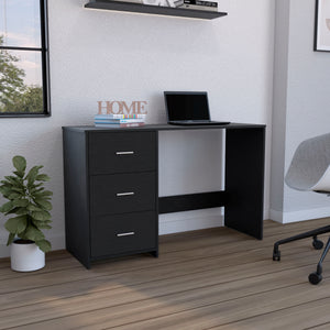 English Elm Writting Desk Riverside with Three Drawers, Black Wengue Finish — Spacious 47" Work Surface, Durable Design B092123065