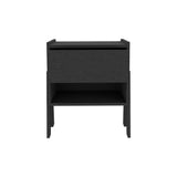 English Elm Nightstand Ferku, Open Shelf, One Drawer, Black Wengue Finish