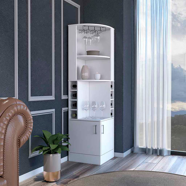English Elm Bar Cabinet Papprika - Sleek White Design With 8 Wine Cubbies And Double Doors For Stylish Storage B092122820