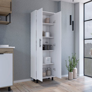 English Elm Multistorage Tall Five-Shelf Organizer in Macadamia Finish for Clutter-Free Rooms, Durable Design White B092123307