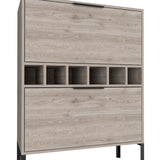 Bar Cabinet Puertu, Six Wine Cubbies, Double Door Cabinet, Light Gray Finish