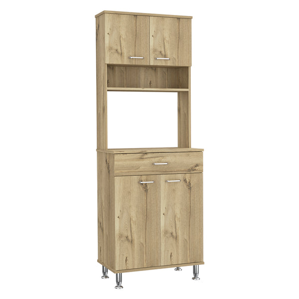 English Elm Pantry Piacenza multifunctional kitchen cabinet with microwave space, drawer, shelves for organized storage Light Oak B092123091