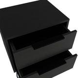 Nightstand Skyoner 2 with Hairpin Legs, 2 Drawers, Black Wengue Finish