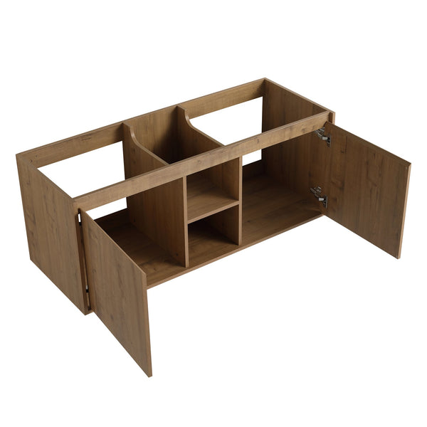 English Elm 48" Wall Mounted Bathroom Vanity With Double Sink, Soft-Close Doors, Modern Design & Storage Solutions W999S00105