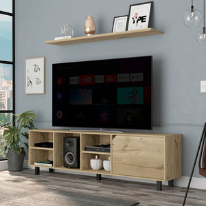 English Elm TV Estocolmo TV Stand for TVs up to 70" with Four Open Shelves, Sturdy Five Legs, Cable Holes, Durable Finish Light Oak B092122926