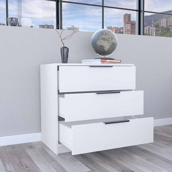 English Elm 3 Drawers Dresser Maryland - Clean White Finish, Compact Design, Perfect For Modern Spaces & Storage B092122990
