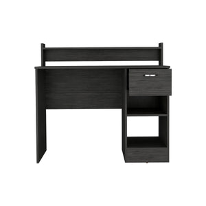 English Elm Computer Desk Delmar - Stylish Smokey Oak Finish With Open Shelves & Hidden Drawer For Organizing B092123156