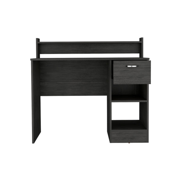 English Elm Computer Desk Delmar - Stylish Smokey Oak Finish With Open Shelves & Hidden Drawer For Organizing B092123156
