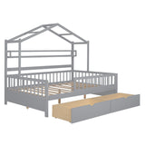 Hearth and Haven Wooden Full Size House Bed with 2 Drawers, Kids Bed with Storage Shelf WF308873AAE WF308873AAE