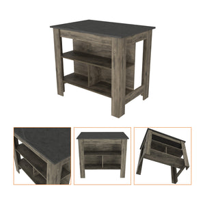 English Elm Kitchen Island Dozza – Stylish Dark Brown/Onyx Finish With 3 Shelves For Organized Meal Prep & Storage B092122909