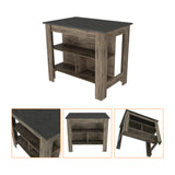 English Elm Kitchen Island Dozza, Three Shelves, Dark Brown / Onyx Finish