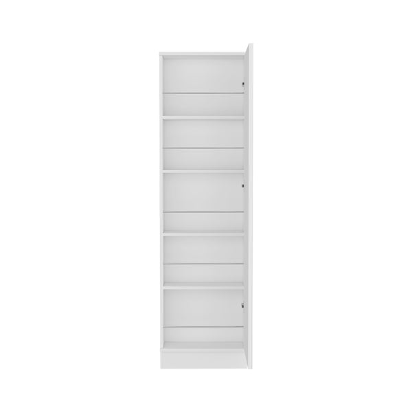 English Elm Shoe Organizer Cabinet with Mirror and Five Shelves for 10+ Pairs, Space-Saving Entryway Storage White B092122889