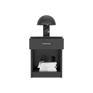 English Elm Nightstand Coco - Stylish Black Wenge Finish With Drawer & Shelf For Modern Bedroom Storage Solutions B092123086