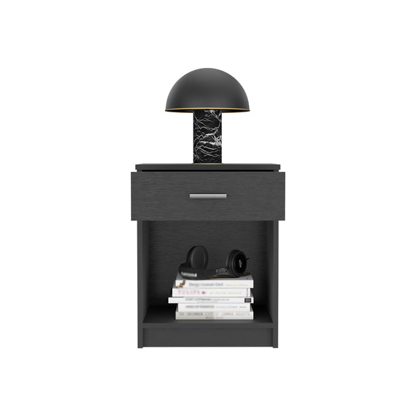 English Elm Nightstand Coco - Stylish Black Wenge Finish With Drawer & Shelf For Modern Bedroom Storage Solutions B092123086