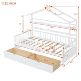 Hearth and Haven Wooden Twin Size House Bed with 2 Drawers, Kids Bed with Storage Shelf WF308872AAK WF308872AAK