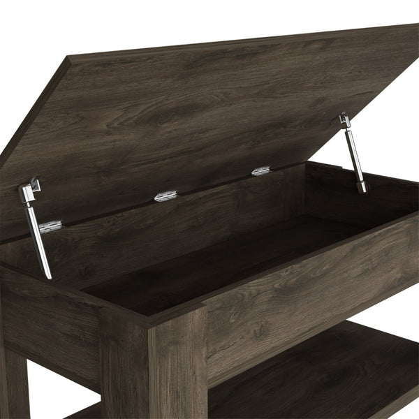 English Elm Storage Table Polgon - Versatile Extendable Entryway Bench With Lift Top & Lower Shelf, Dark Brown B092123048-GIGA