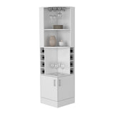 English Elm Bar Cabinet Papprika, 8 Wine Cubbies, Double Door, White Finish