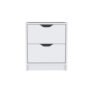 English Elm Nightstand With Two Drawers In Clean White Finish - Stylish Storage For Modern Bedrooms & More! B092122833