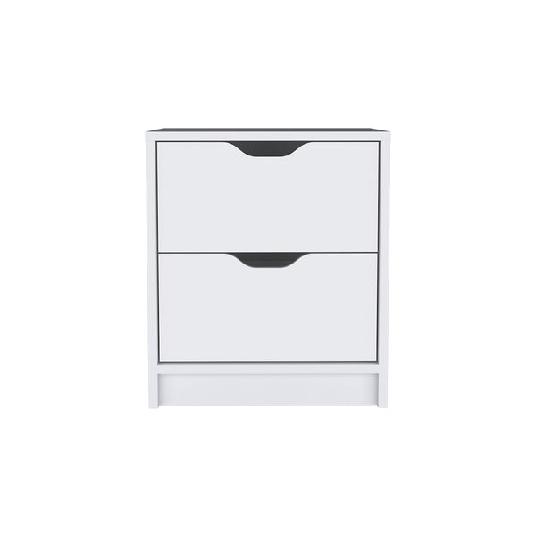 English Elm Nightstand With Two Drawers In Clean White Finish - Stylish Storage For Modern Bedrooms & More! B092122833