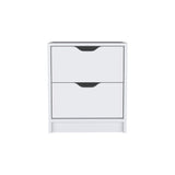 White Nightstand Gandu with Two Drawers, High-Quality Materials, Versatile Furniture for Any Room, 14.29 x 16.14 x 18.90