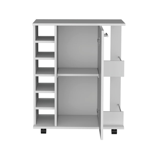 English Elm Kitchen Island Wynne: Stylish Storage & Spacious Work Surface In White & Macadamia Finish B092123147