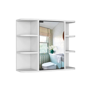 English Elm Medicine Cabinet Milano - Stylish White Storage With 6 Shelves & Mirror For Small Bathrooms B092123011