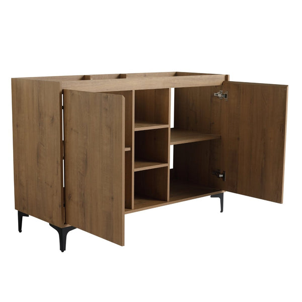 English Elm Soft Close Doors & Open Storage Rack, 48-Inch Freestanding Bathroom Vanity With Plywood Finish W999125009-GIGA