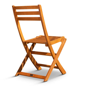 English Elm 3-Piece Eucalyptus Bistro Set Square Folding Patio Table and Chairs Compact Stylish FSC Certified Natural B046125052