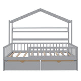 Hearth and Haven Wooden Full Size House Bed with 2 Drawers, Kids Bed with Storage Shelf WF308873AAE WF308873AAE