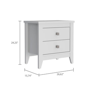 English Elm Nightstand With Two Open Shelves, Modern White Finish, Ideal For Bedroom Or Living Space Storage B092123020